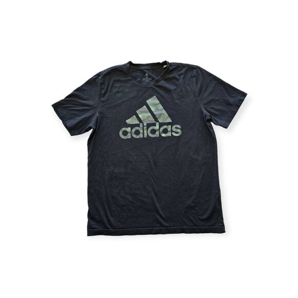 ADIDAS ESSENTIALS Camouflage LOGO cotton TEE SHIRT BLACK Mens M - Picture 1 of 6